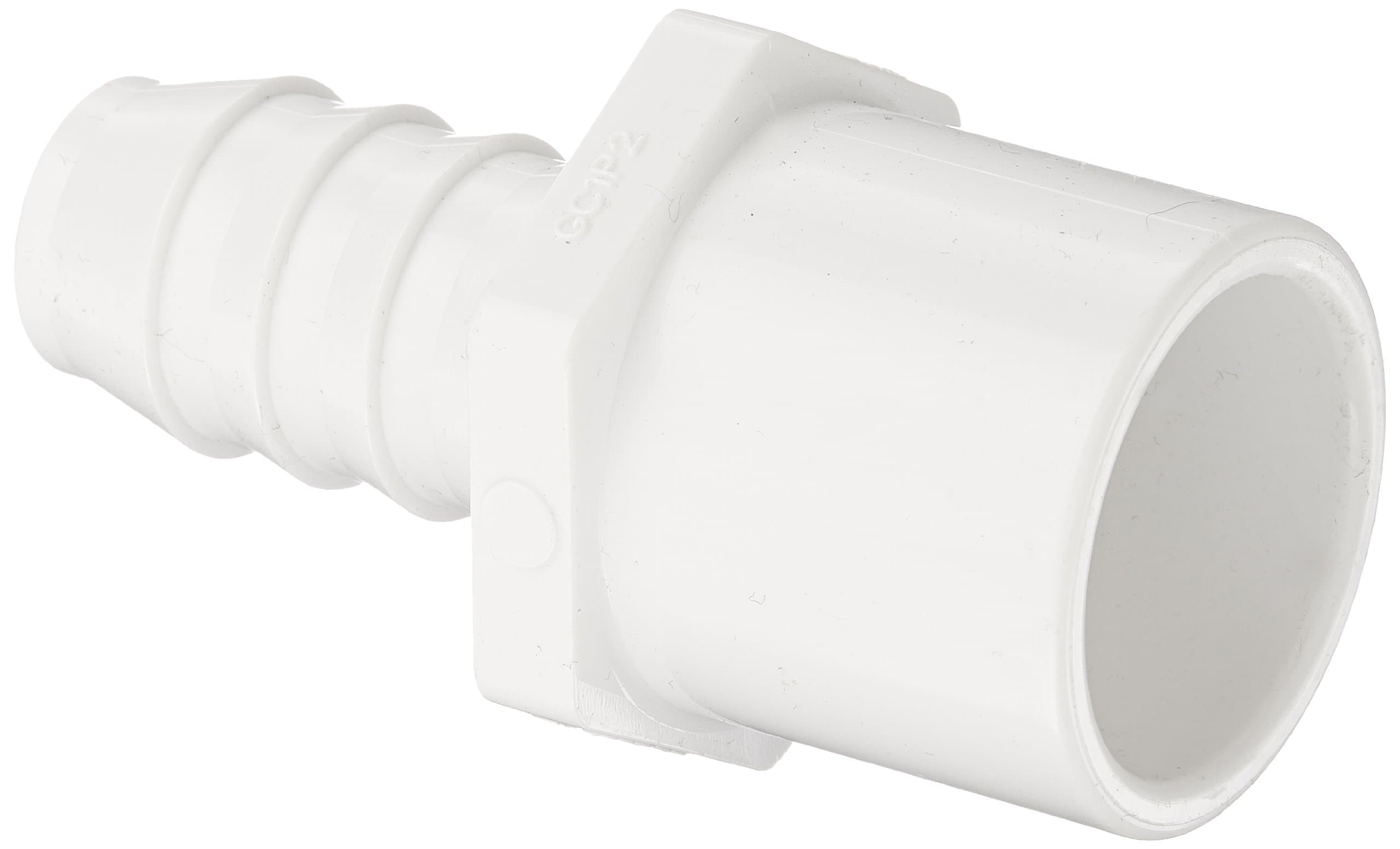 Spears 460-N Series PVC Pipe Fitting, Nesting Adapter, Schedule 40, White, 3/4" Barbed x 1" Spigot x 3/4" Socket