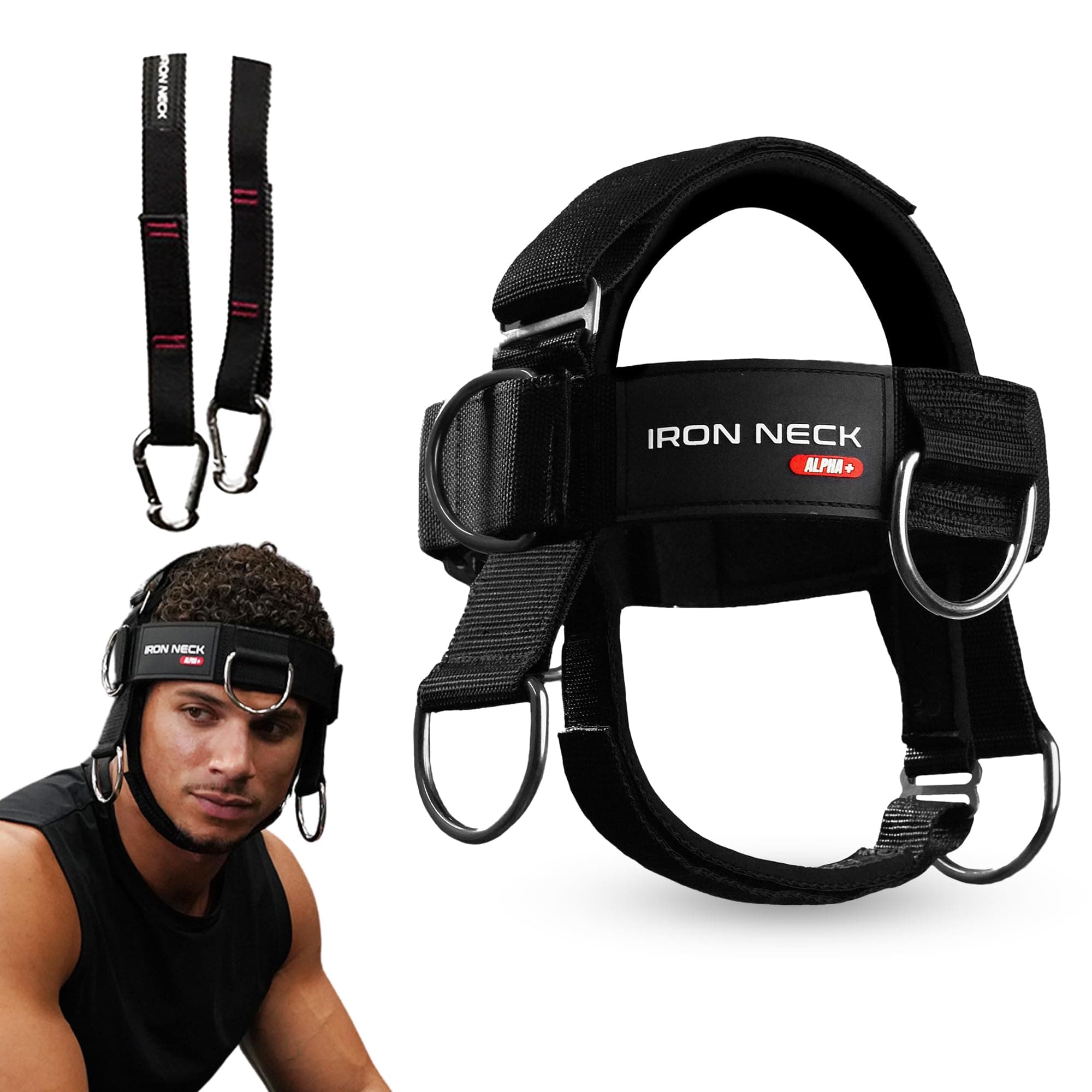 Iron Neck, Versatile Neck Exerciser, Strengthener and Trainer with Adjustable Head and Chin Strap, Portable Head Harness for Weight Lifting, Home and Gym Use