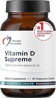 Designs for Health Vitamin D Supreme - Vitamin D 5000 IU with 2000mcg Vitamin K as MK4 for Bone Health, Heart Health, Mood & Immune Support - Vitamin D3 Enhanced with GG Supplement (30 Capsules)