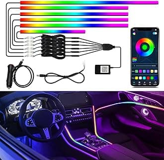 Dreamcolor Interior Car Lights, WEBUPAR Car Accessories 6 in 1 Car LED Strip Lights with APP Control and 213 Modes, 175 inches 593 LEDs Acrylic Fiber Optic Lights, RGB Neon Light Kits