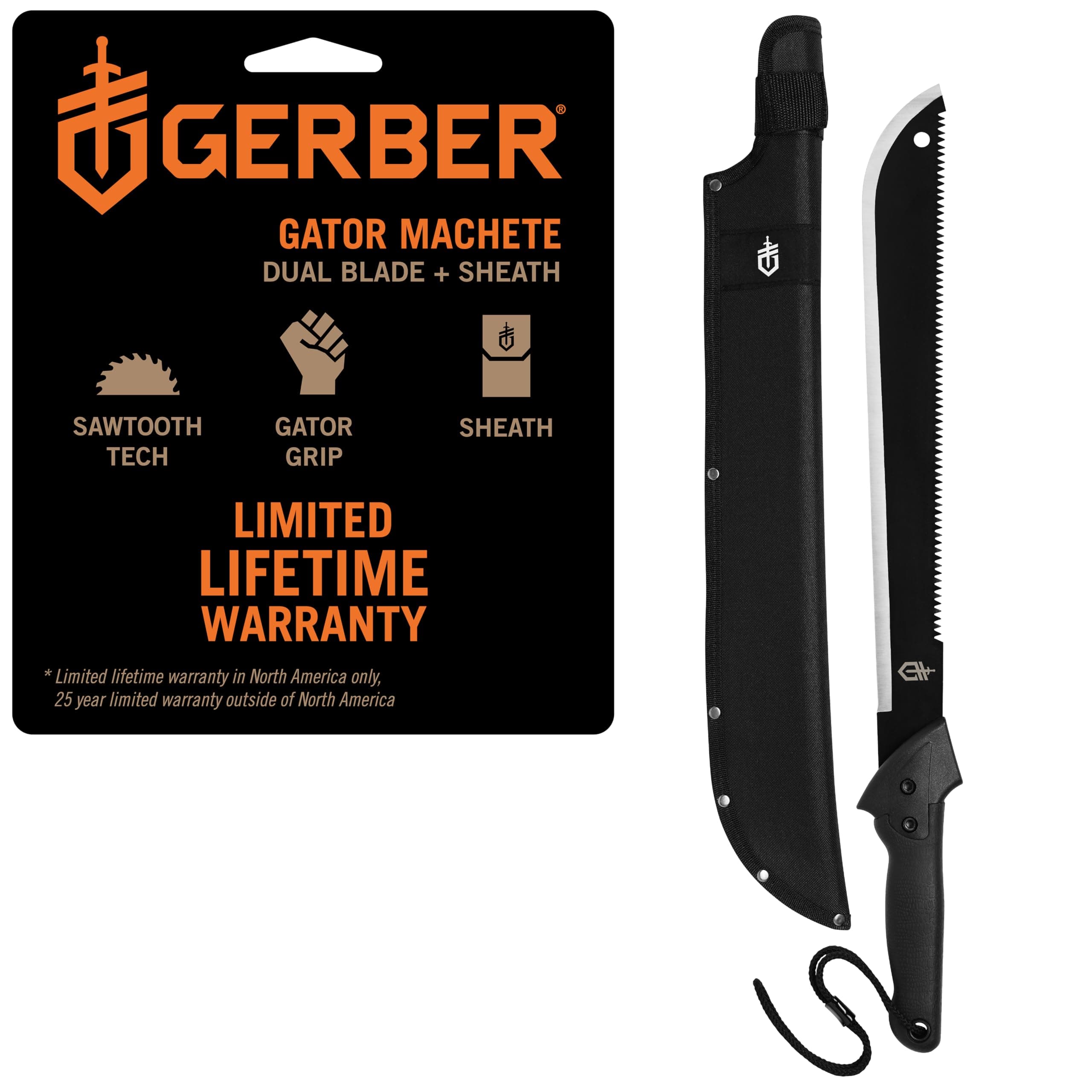 Gerber Gear Gator Machete - 25" Dual-Purpose Gardening Machete Knife for Chop...