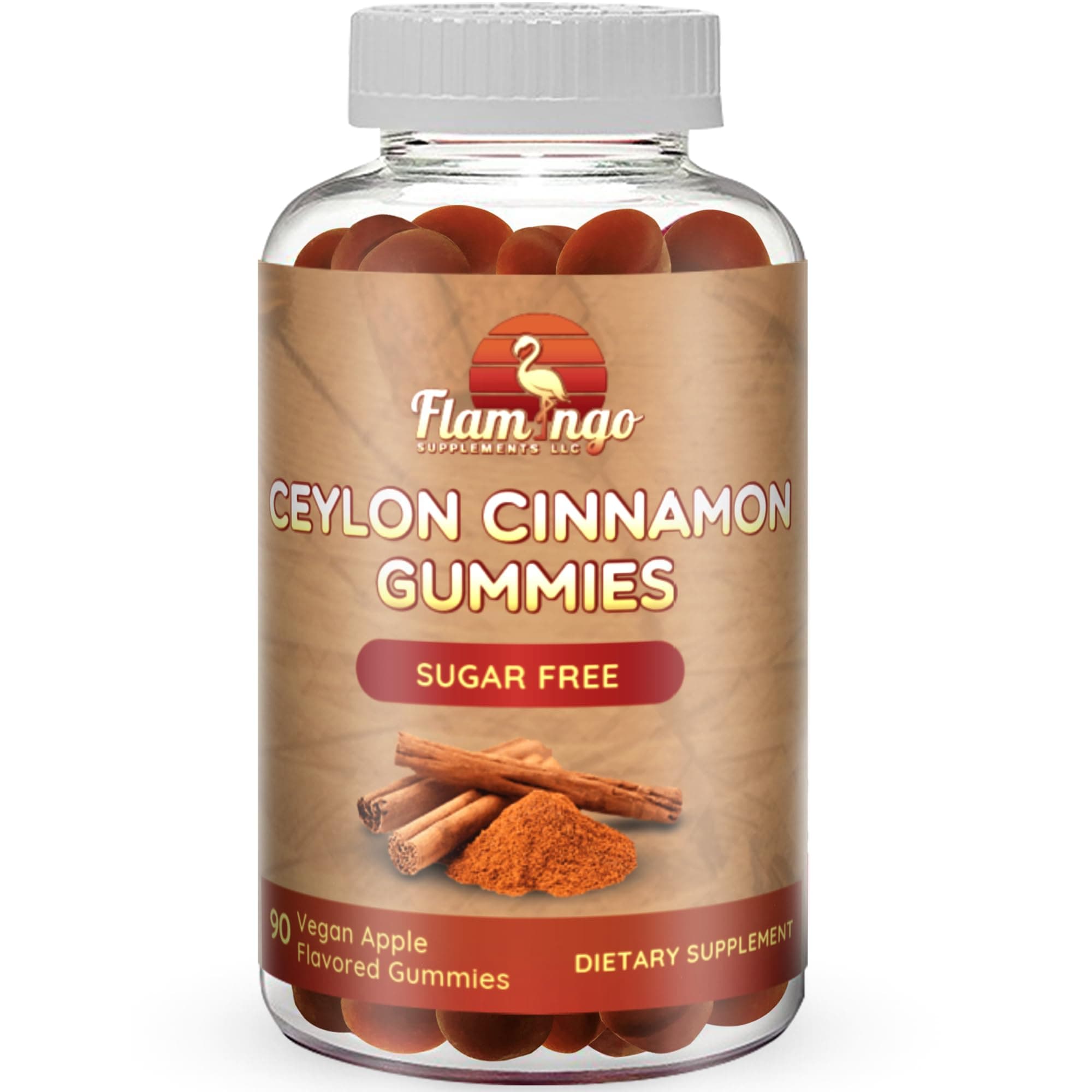 Sugar Free Ceylon Cinnamon Gummies 2000mg- Blood Sugar Support- Made in USA, Vegan, Naturally Flavored, 90 Count