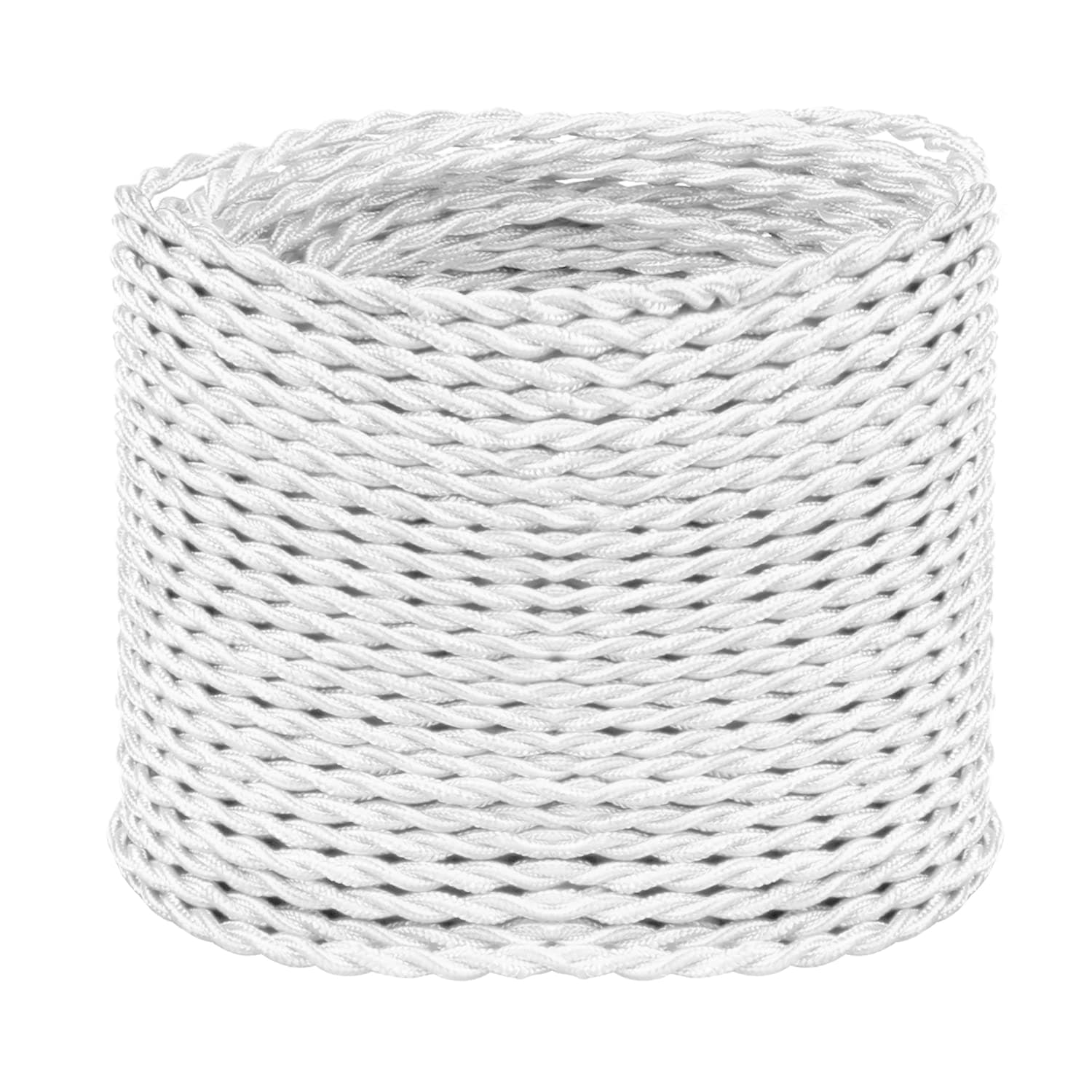Helunsi 32.8ft Twisted Cloth Covered Wire, White 18/2 Cloth Covered Electrical Wire, 18 Wire Gauge 2-Conductor Fabric Covered Lamp Cord, Vintage Twisted Cloth Covered Wire, for DIY Projects (White)