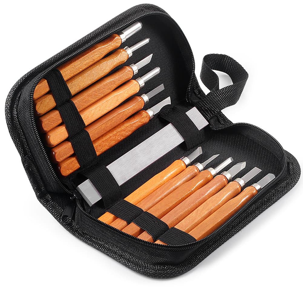 Carving Tool, Wood Carving Tool Set, Hand Tools Wood Chisel Set, Carving Knife, Cutting Chisel Set with Sharpening Stone, For Beginners And Professionals, Set of 12