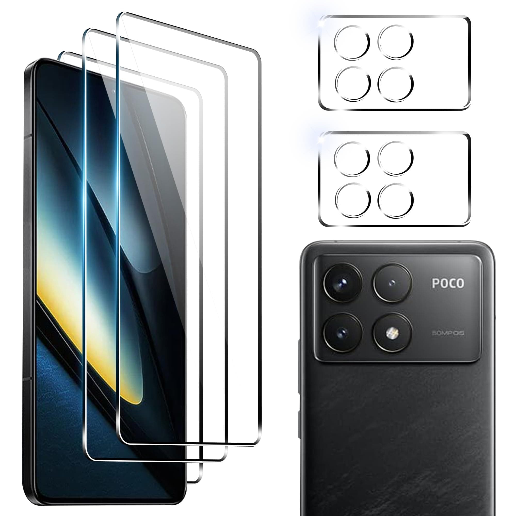 for Xiaomi Poco F6 Pro 5G Screen Protector with Camera Lens Protector, 9H Hardness Anti-Scratch Tempered Glass flim, Case Friendly, Anti-Fingerprint,Anti-Scratch (2+2 PACK)