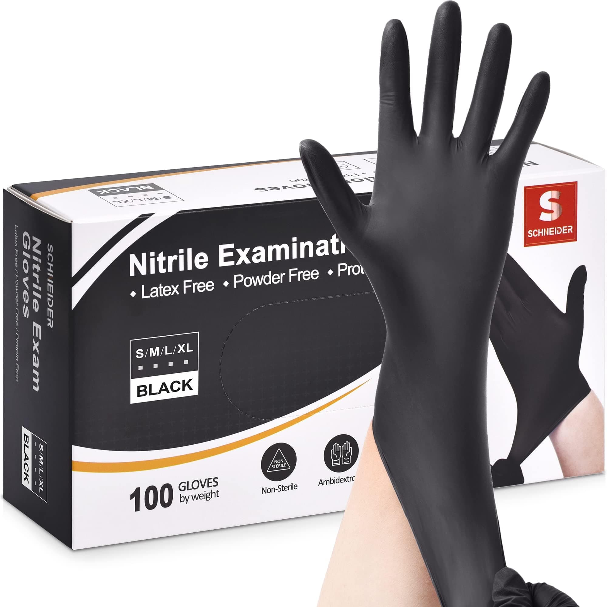 Schneider NBFK71 Black Nitrile Exam Gloves