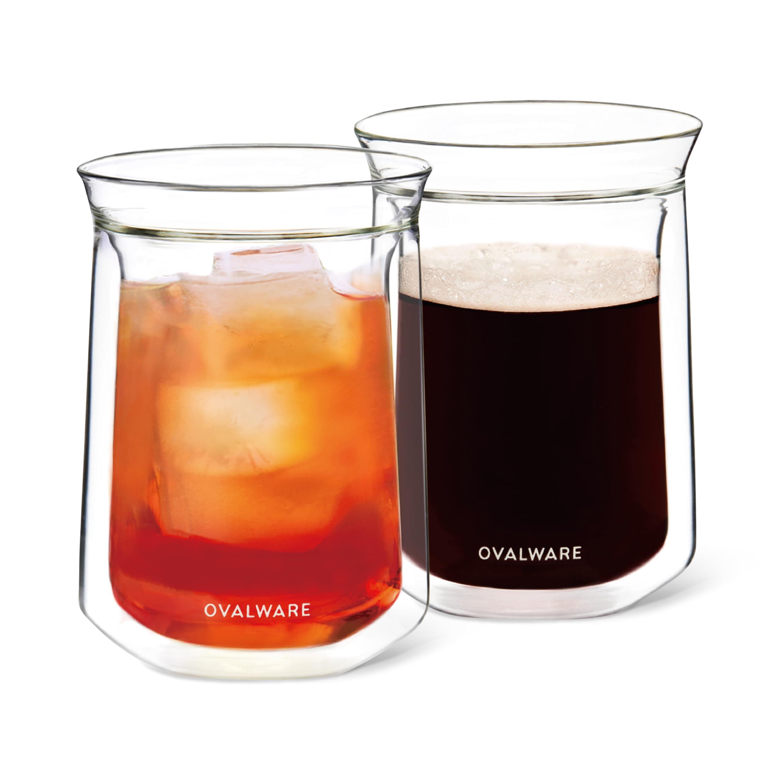 Double Wall Single Lip Insulated Glass Cup, Set of 2 (12oz / 350ml) - Borosilicate Glass For Coffee, Tea, Whiskey, Cocktails & All Beverages - Minimalistic & Durable Double-Wall Drinking Mug