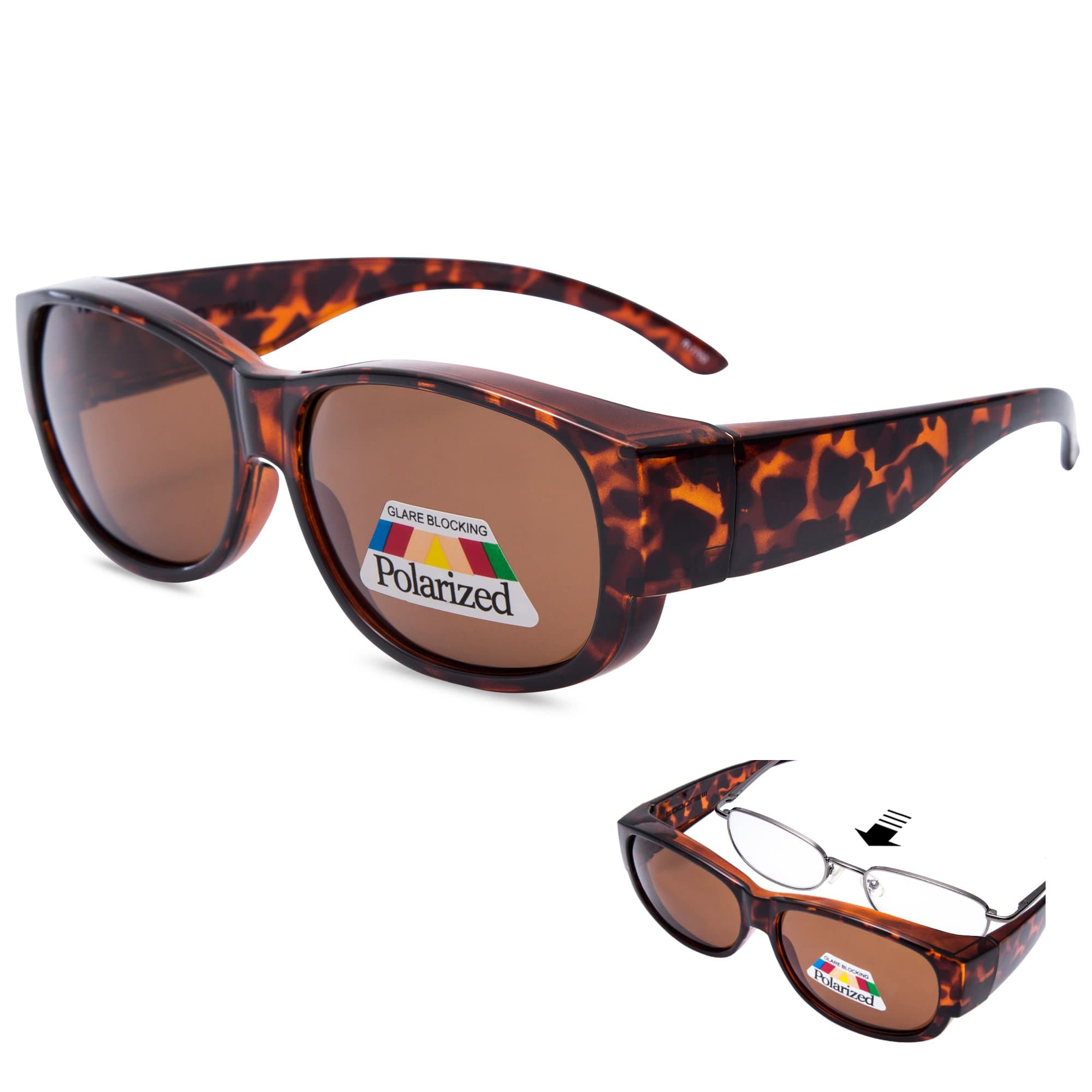 EYEGUARD Polarized Fit Over Sunglasses, Women's Modern Rectangular Glasses, UV400 Protection