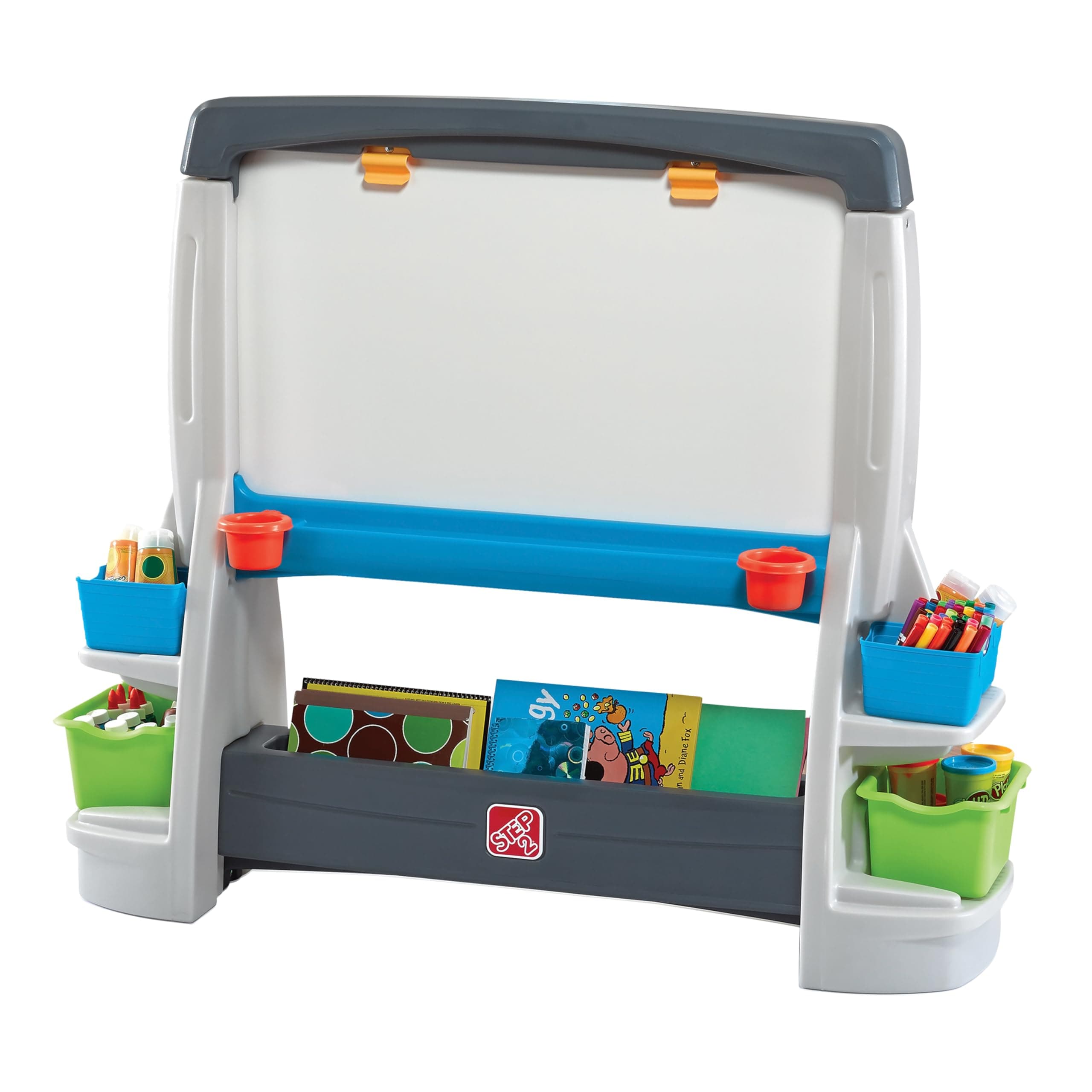 Step2 Jumbo Art Easel, Kids Art Activity Table, Double-Sided Dry Erase and Chalkboard, Storage Bins and Trays, For Toddlers and Preschoolers Ages 3+ Years Old
