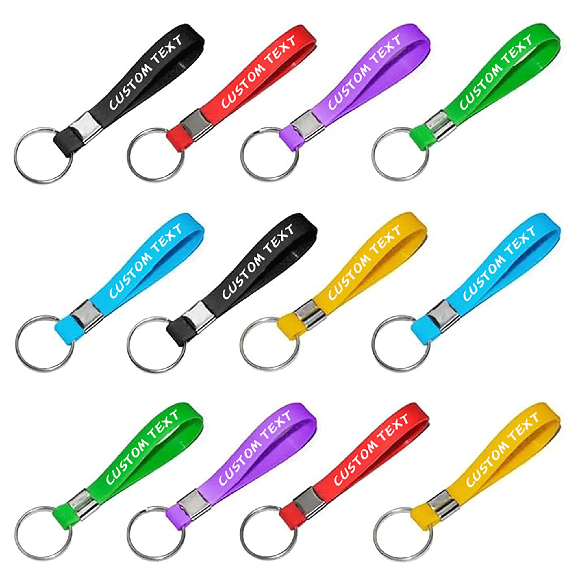 50 Personalized Silicone Keychains for Backpack Key Cellphone, Custom Silicone Keyrings CustomText/Icon for Adults
