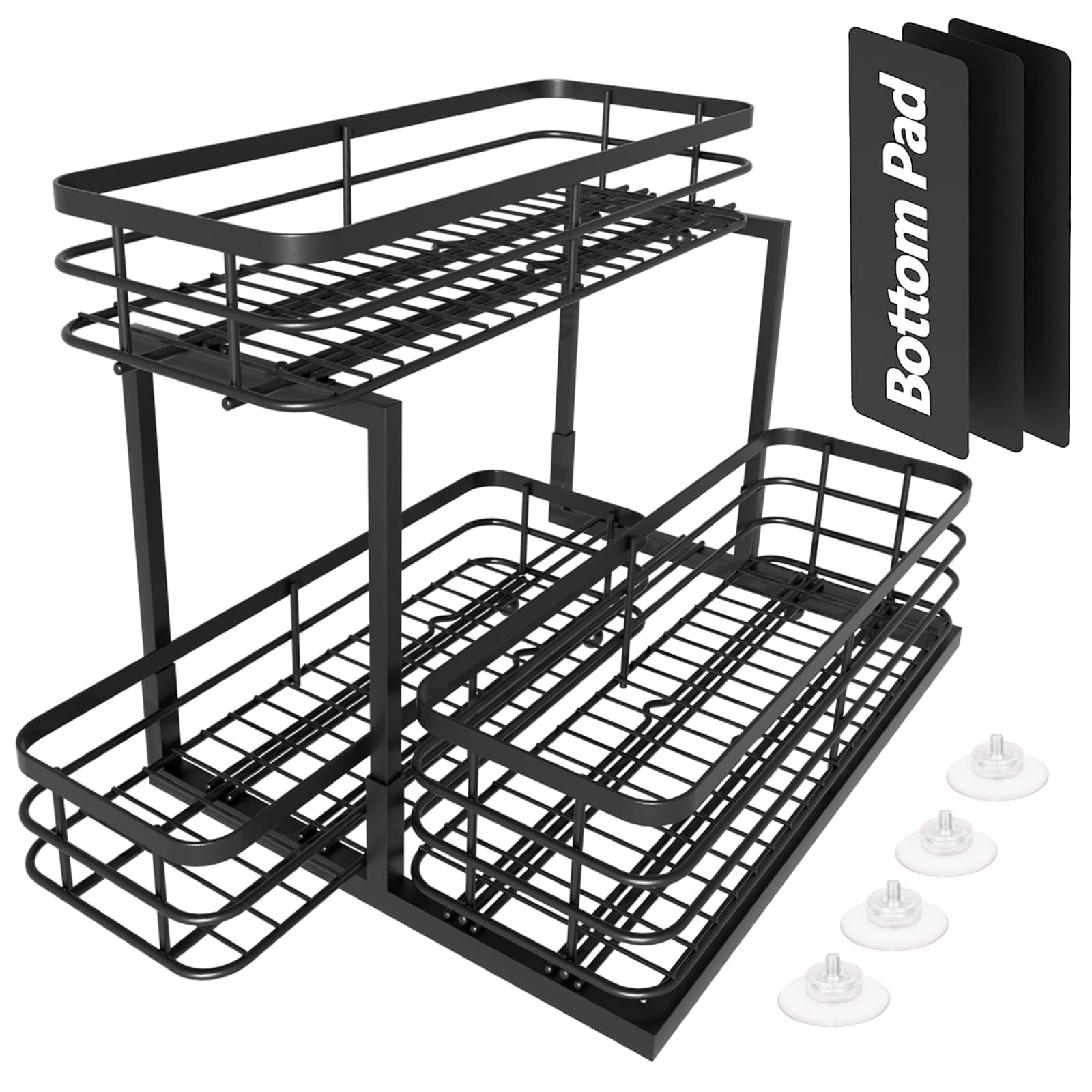 Under Sink Organizer - 2 Tier Pull Out Cabinet Organizers and Storage, 3 Baskets Slide Out Kitchen Organization for Counter Space, for Bathroom, Laundry Room, Pantry, New Home Essentials - 1 Pack