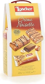 Patisserie Crème Noisette - Individually Wrapped Premium Bite Size Milk Chocolate Covered Crispy Wafer Cookies with Hazelnut Cream Filling and toasted Hazelnut pieces - Box of 24