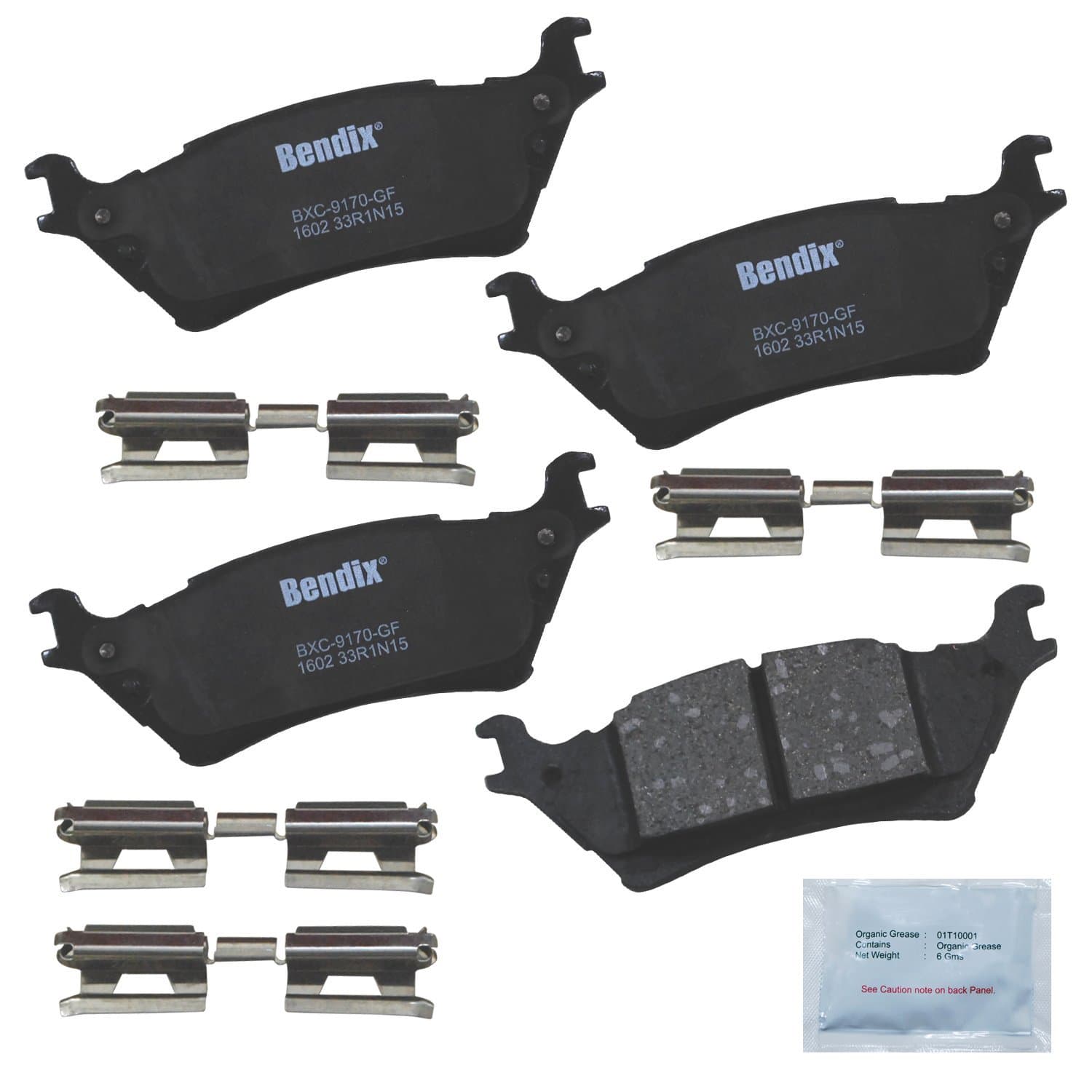Bendix Priority1 CFC1602 Ceramic Rear Brake Pads for Ford F-150 2020-2012, Lobo 2020-2015, Lincoln Mark LT 2014-2012