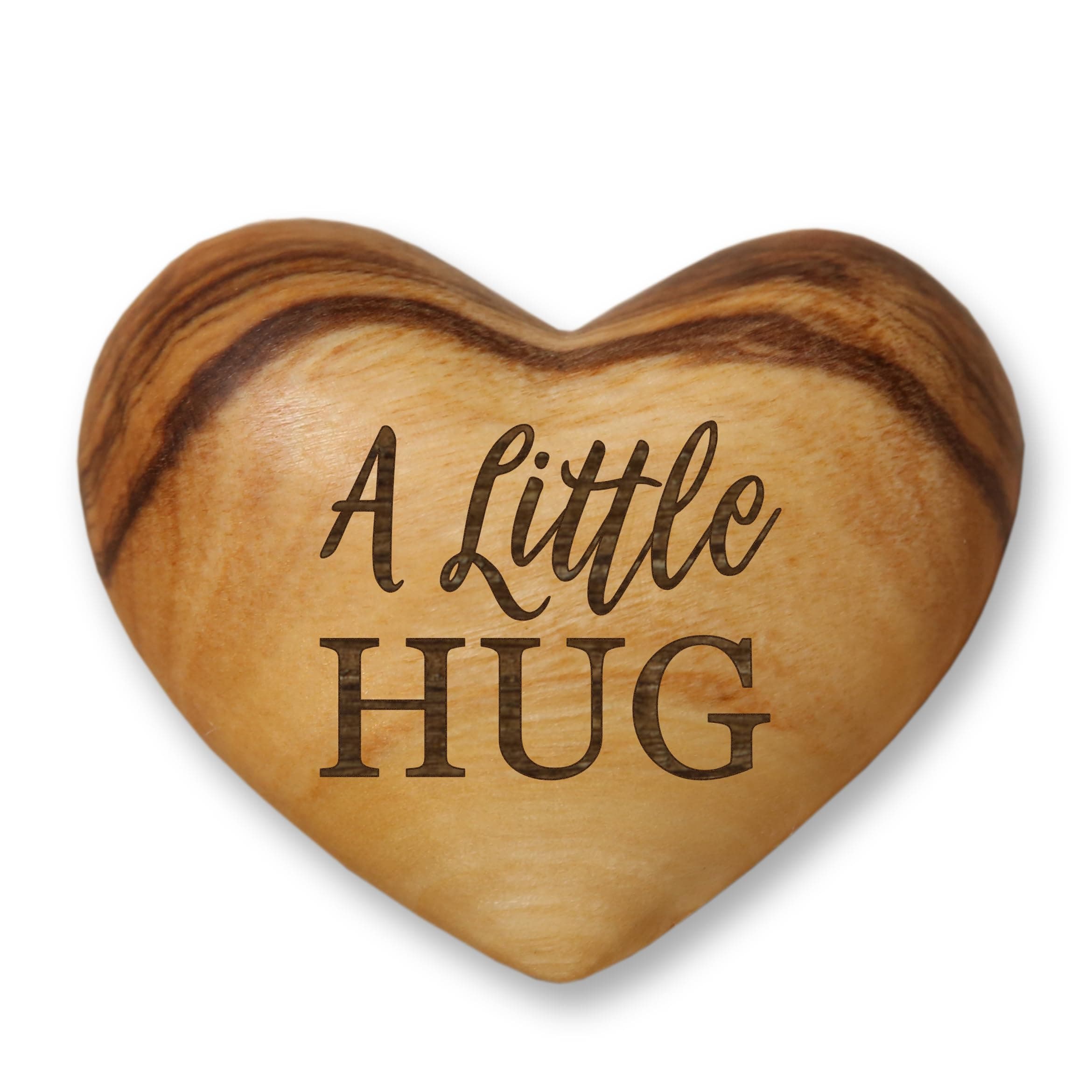 The Laser Engraving Company A Little Hug, Tiny Hug Token, Solid Olive Wood He...