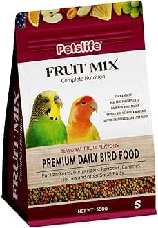 Fruit Mix Bird Food with Natural Fruit Flavors for Small Birds | Parakeets, Budgerigars, Parrotlet, Canaries, Finches & Other Small Birds | 500gm