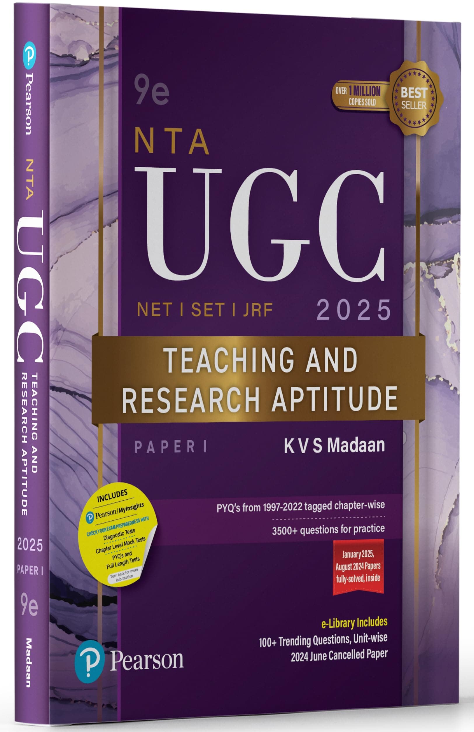 Pearson NTA UGC NET 2025 Paper 1 by KVS Madaan | Teaching & Research Aptitude | NET/SET/JRF | 3500+ Practice Questions | Unit-wise Previous Years’ ... Tests accessible through Pearson MyInsights