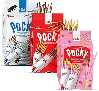 Pocky Sticks Japanese Snacks Pocky Variety Pack of 3 Asian Snacks - Poky Stix Strawberry, Chocolate, Cookies, and Cream Asian Candy by Grateful Grocer, 3 Piece Set, 1.0 Count, 108.0 grams