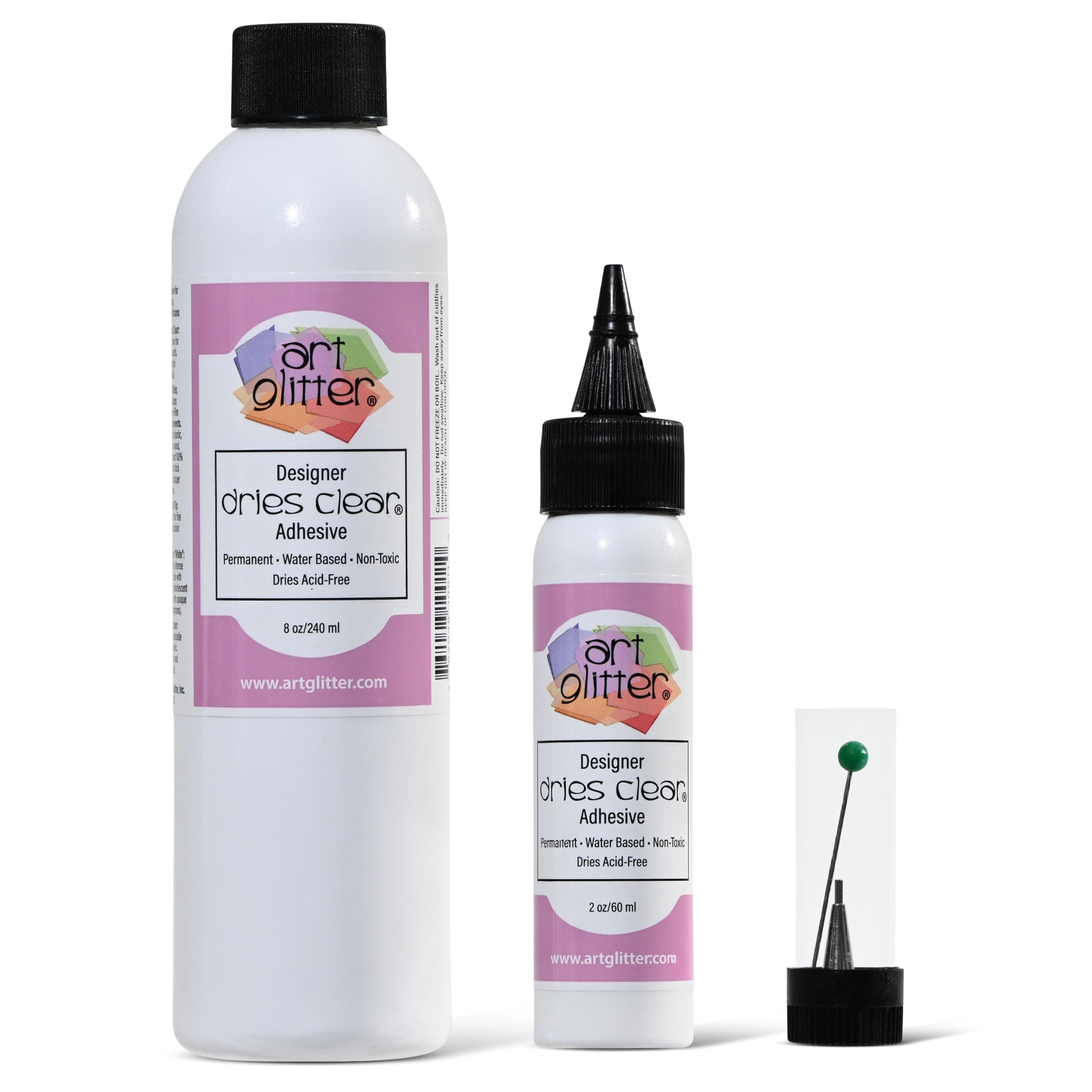 Designer Dries Clear Adhesive Bundle 8oz,2oz, Metal Tip