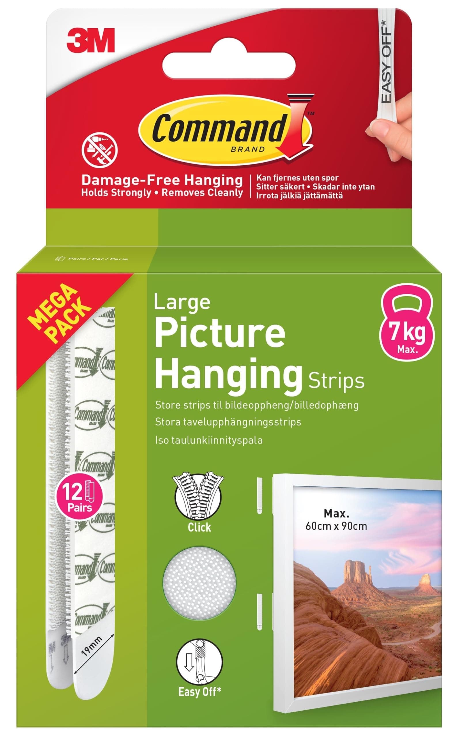 Command Picture & Frame Hanging Strips Value Pack, Large, White - 12 Pairs (24 Strips) - Damage Free Hanging - For Pictures, Frames, Mirrors, Wall décor and Signs