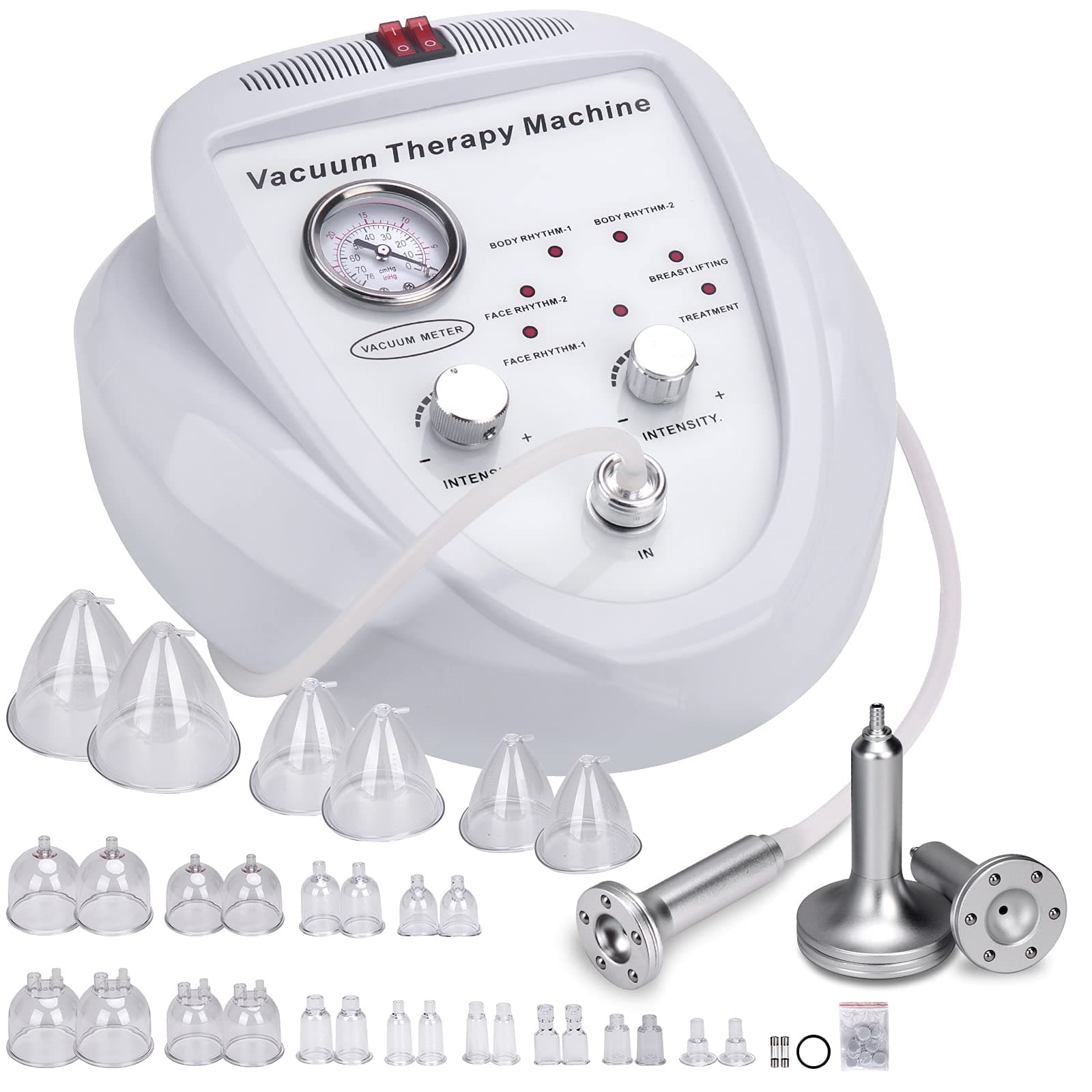 Titoe Vacuum Therapy Machine Multifunctional 0-75cmHg Cupping Cups Machine 6 Mode Adjustable Suction Vacuum Machine with 30 Cups and 3 Pumps