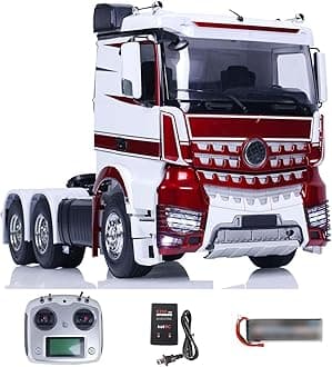 TOUCAN RC HOBBY 1/14 RC Tractor Truck 6x4 3363 Ready to Run Remote Control Car Model Light Sound The Driver's Cabin Doors Can Be Opened (Provide Color Customization), Red White