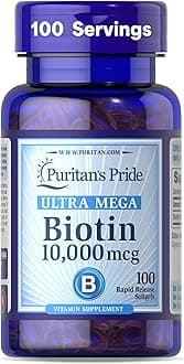 Puritan's Pride Biotin 10000 Mcg Softgels, 100 Count