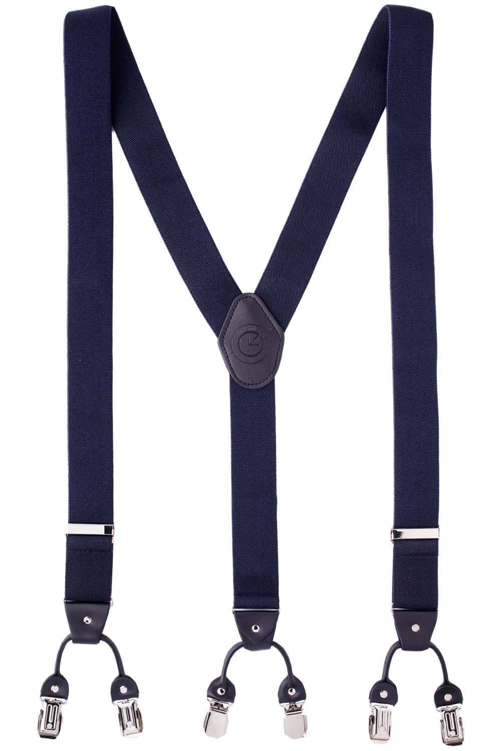 Solid Y-Back Clip-On Suspender for Men | Adjustable Elastic Braces with Strong Metal Clips | Formal & Casual Trouser Suspenders for Suits, Pants & Shirts