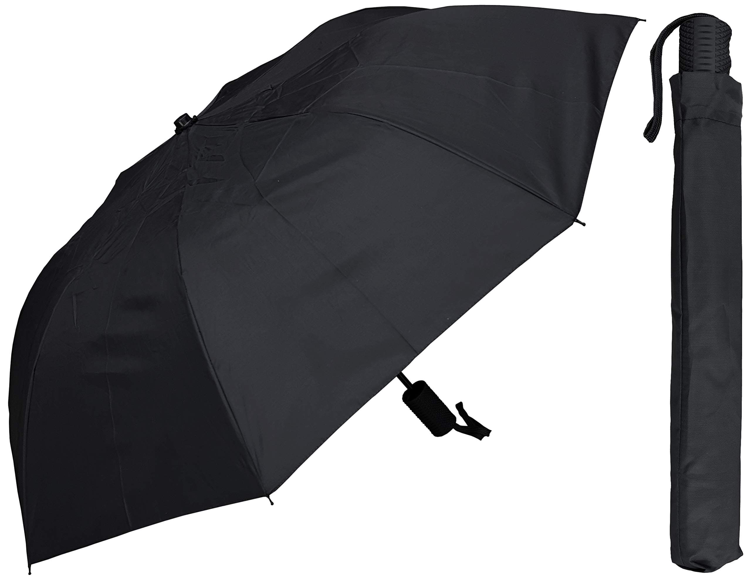 RainStoppers 42" Auto Open Black Deluxe Umbrella with Plastic Handle