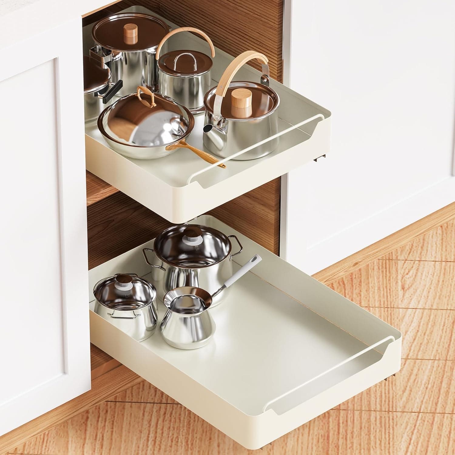 Clefairy 1 PC Pull Out Cabinet Organizer - Slide Out Drawers for Kitchen, Bathroom & Pantry - Heavy Duty Shelves