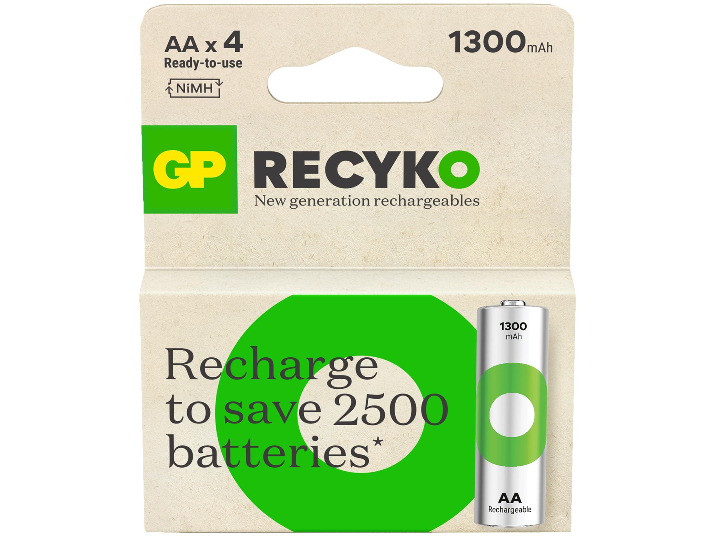 GP Rechargeable AA 1300 MAH 1.2V Batteries