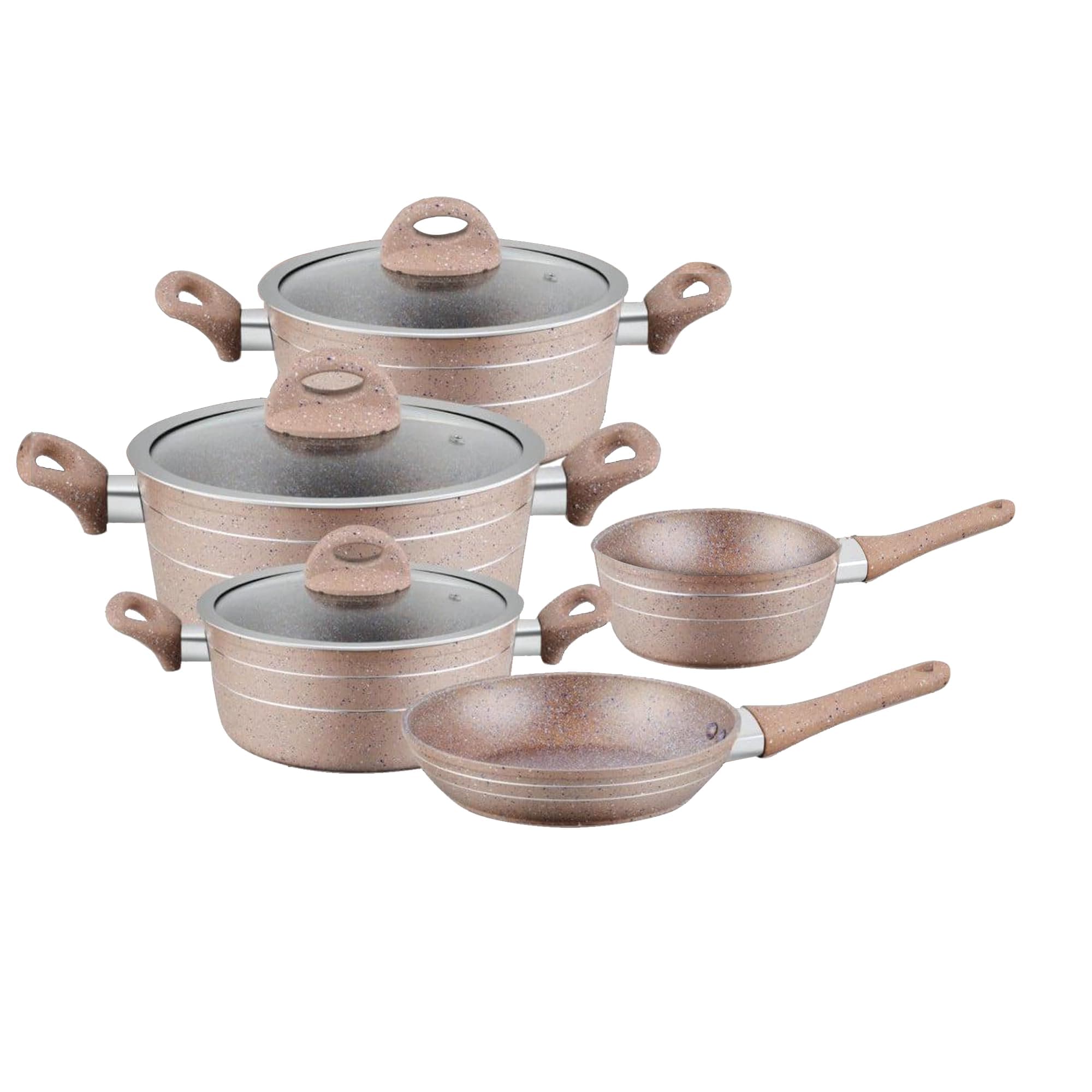 EASY COOK Granite Coated Smart Cookware Set, 10 Pieces, 30cm and 24cm Casserole