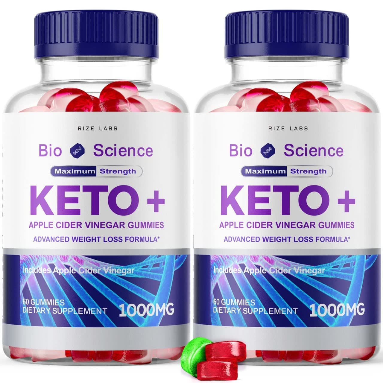 Bio Science Keto Plus Gummies for Weight Loss, Extra Strength, Advanced Formula Includes Apple Cider Vinegar Gummies (120 Gummies) (Pack of 2)