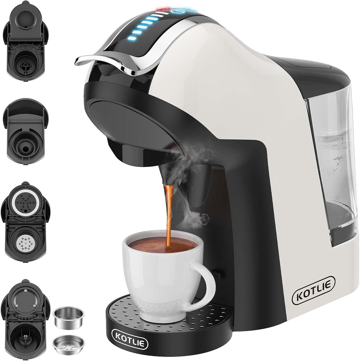 19 Bar 5in1 Multicapsule Espresso Coffee Machine for Dolce Gusto/Nespresso/LOR/LAVAZZA MIO Capsule and Coffee Ground/ESE Coffee Pods (EM-308A)