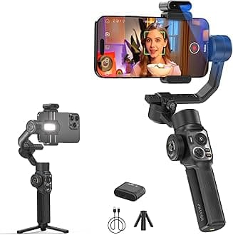 ZHIYUN Smooth 5S AI Combo 3-Axis Gimbal Stabilizer for iPhone 15 Pro Max & Android Smartphone Gimbal with AI Tracker,Built-in Fill Light,Tripod,Phone Stabilizer for Video Recording Vlog Filming,Black