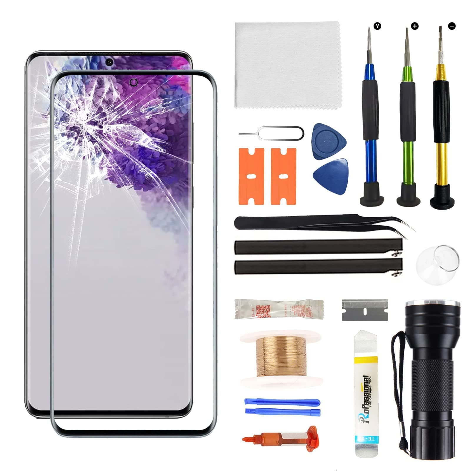 for Samsung Galaxy S20 Ultra Screen Replacement,Replacement Screen for Galaxy S20 Ultra Series 6.9 inch,Glass Replacement Kit with Repair Tools,Waterproof Adhesive(NO OLED & Touch Digitizer)