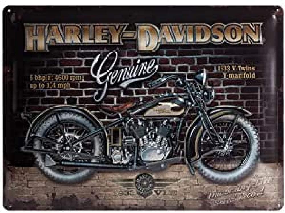 Nostalgic-Art Harley-Davidson Brick Wall - Gift idea for motorcycle fansRetro Tin SignMetal PlaqueVintage design for decoration30 x 40 cm