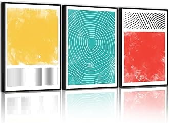 PHOPAGO Minimalist Abstract Framed Wall Art Modern Colorful Line Wall Decor Geometric Artwork 11x14in Black Framed