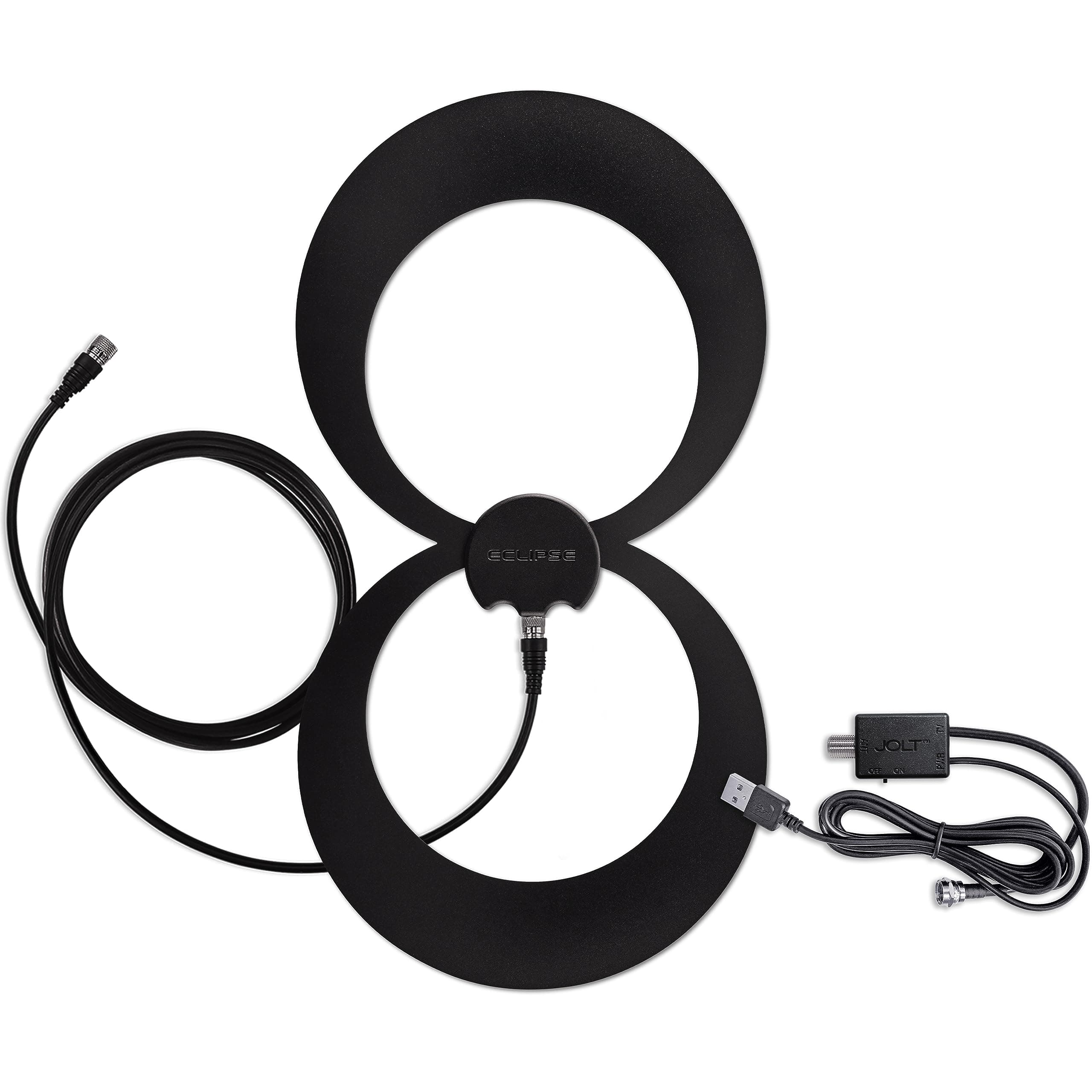 ClearStream Eclipse 2 Amplified UHF Indoor TV Antenna, Reversible, Over 60 Miles Range, with 12' Cord, Shake Switch Amplifier