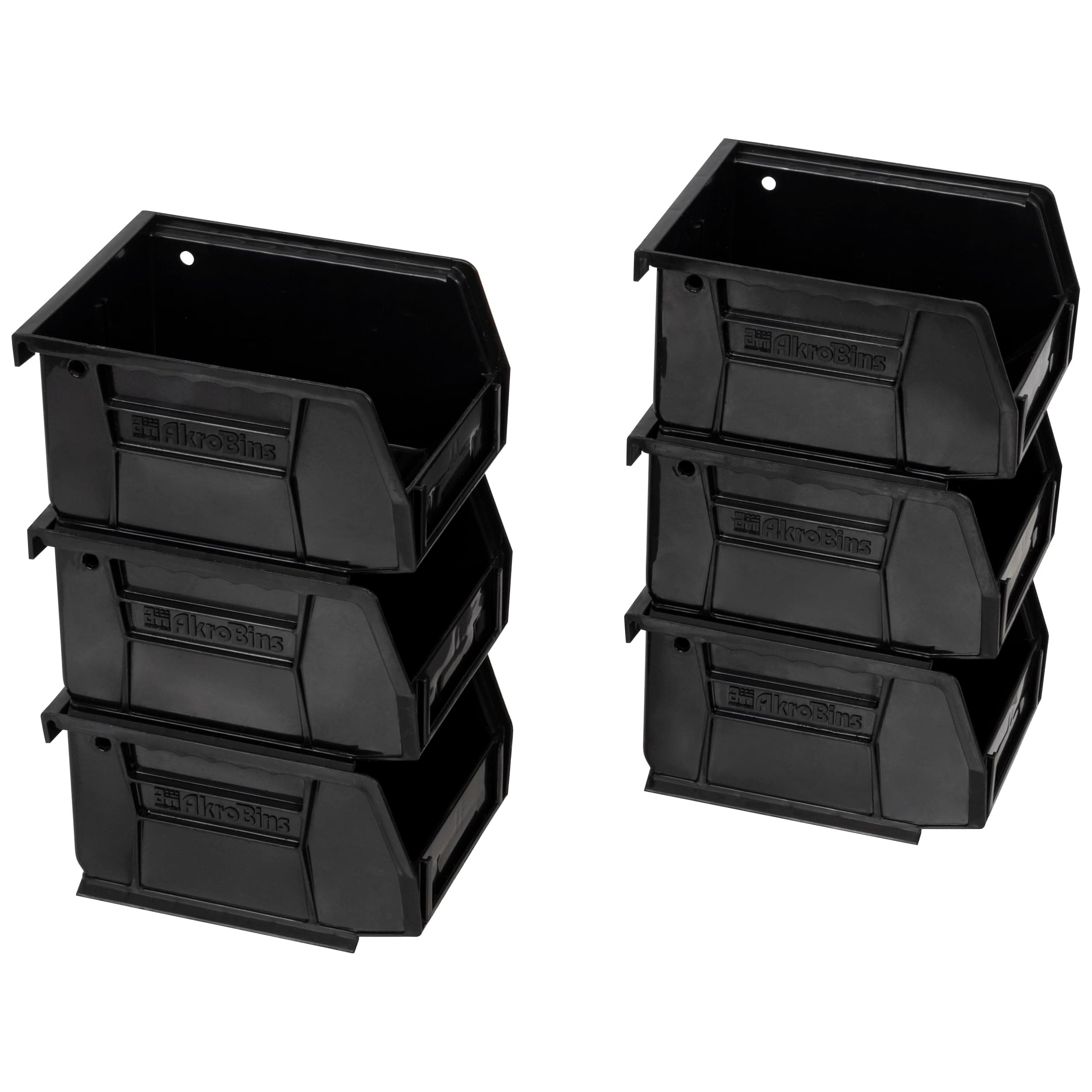 Akro-Mils Modern Black Stackable Storage Bins - 6 Pack - 5.4" x 4.4" x 3" - 10 lb Capacity, Waterproof, Rust Proof, Corrosion Proof, Space Saving Design, Great for Organizing Garages, Pantry and