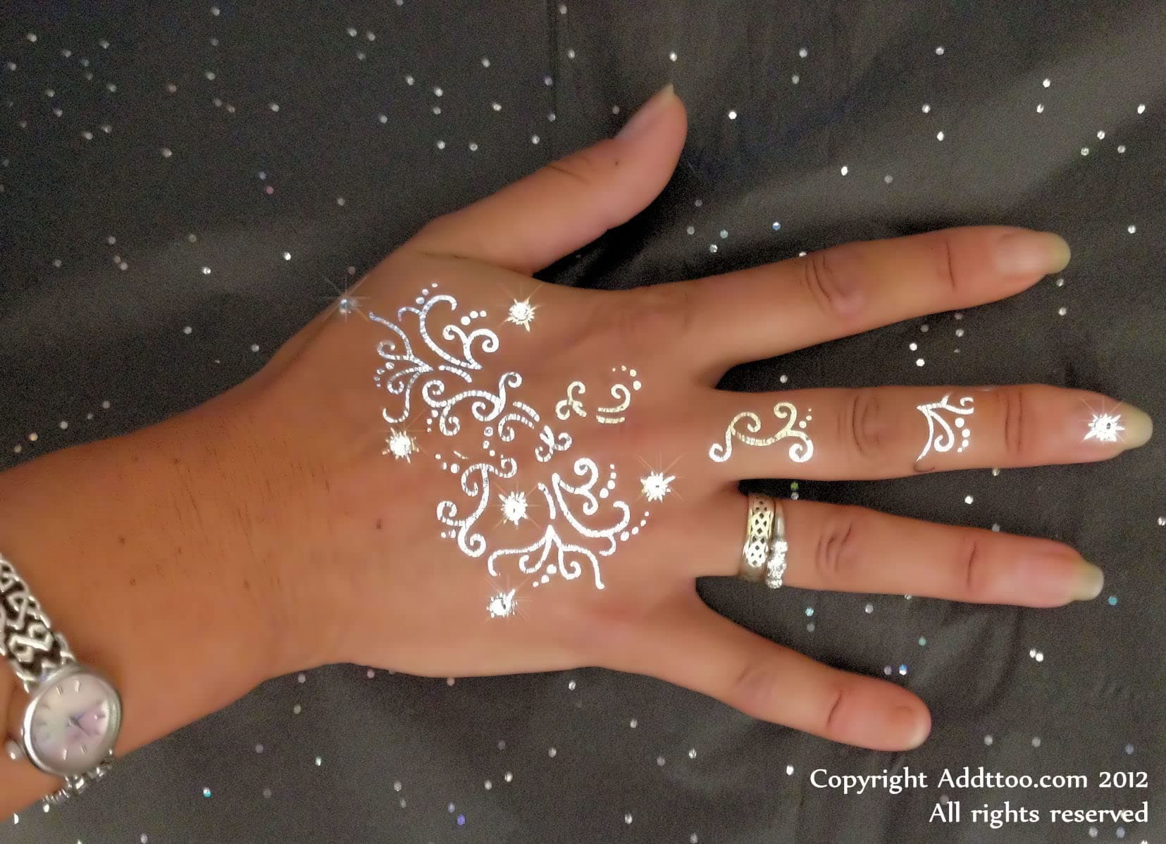 Silver Crystals Tattoo with Swarovski Elements, 3 Pieces Box Set