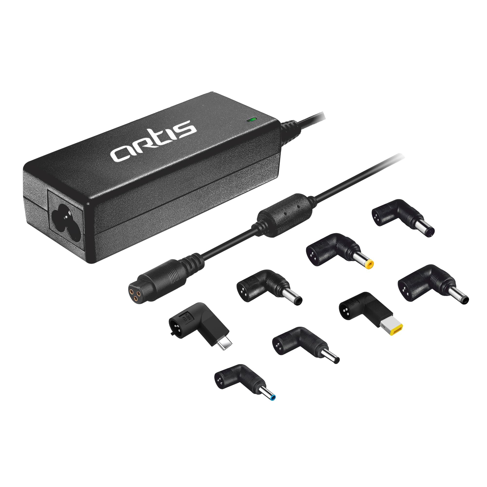 Artis 65Watt Universal Laptop Adapter with 8 Interchangeable Connector pins (Power Cord Included) Compatible with USB Type C/Dell/HP/Lenovo/ASUS/Acer/Samsung/Compaq/IBM/Toshiba