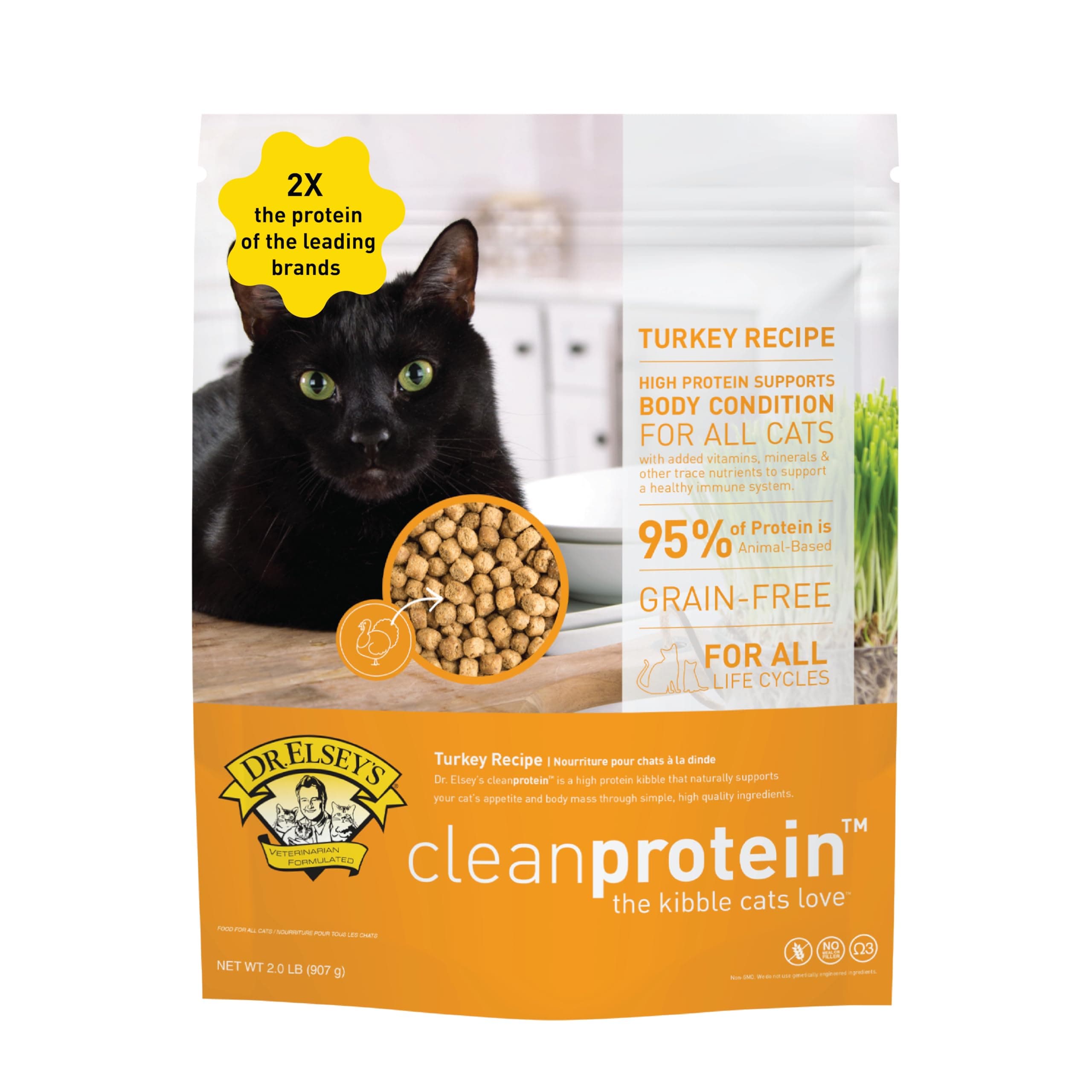 Dr. Elsey's cleanprotein Turkey Cat Kibble 2 lb. Bag