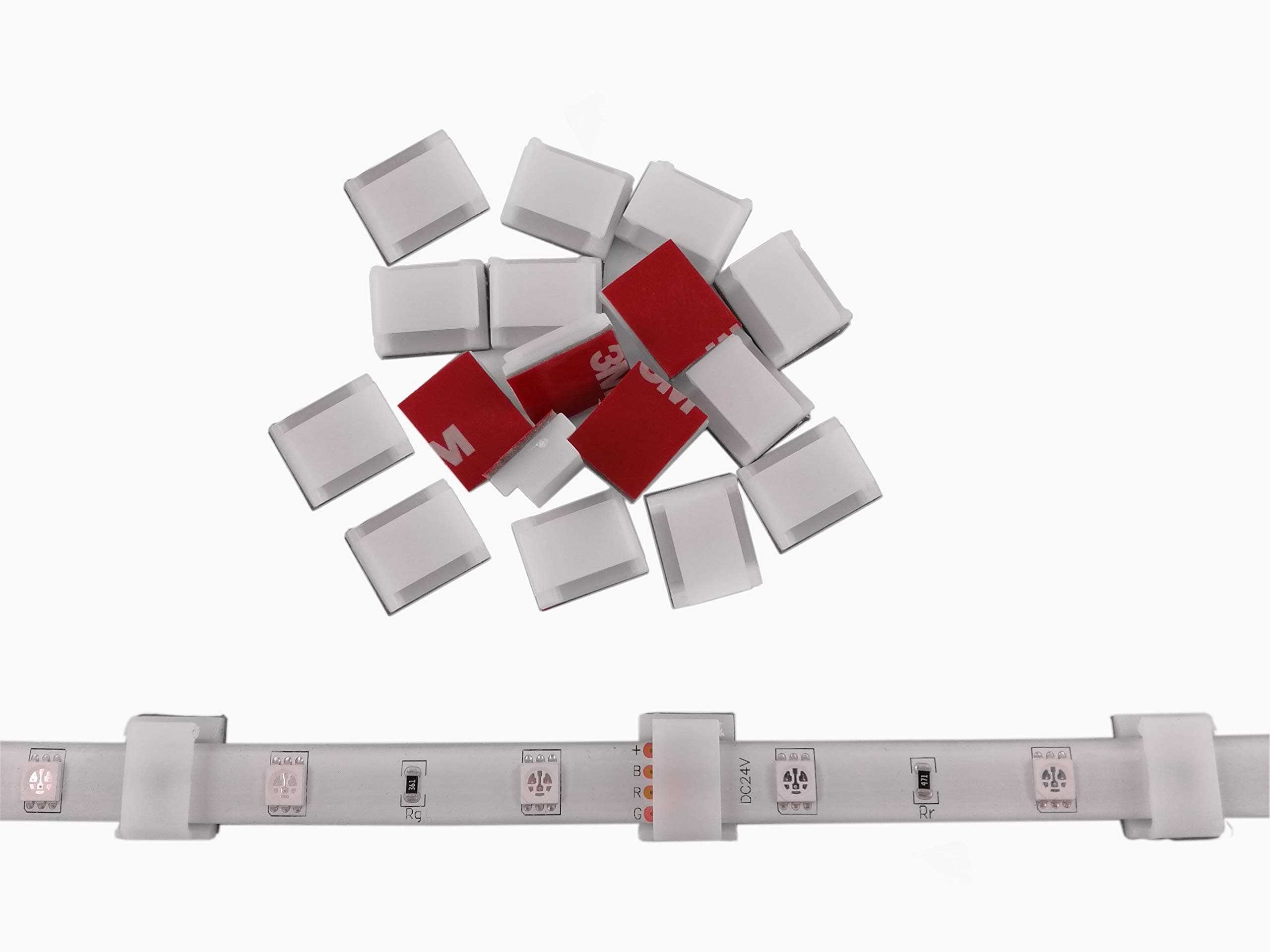 Threetwofour LED Strip Light Clips self Adhesive mounting Brackets Cable Clamp for 8-10mm Width IP65 led Strip Light Cable Clips Wire Holder for Dash cams,Network Cables 100Pack