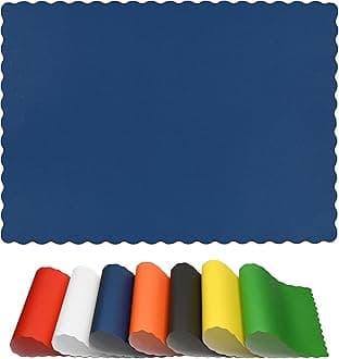 Disposable Paper Placemats – Premium, 100 Pack of Blue Scalloped Edge Placemats, Perfect Size 10x 14