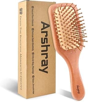 Arshray Women Wooden Hairbrush,Natural Red Eucalyptus Wood Brush for Scalp Massage,Ergonomic Design,Suitable for All Hair Types