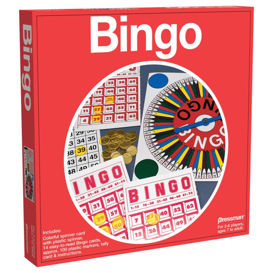 Pressman: Classic Bingo Set | Includes Spinner with Bingo Cards and Plastic Markers | Traditional Board Games | For 2 or More Players Ages 7+