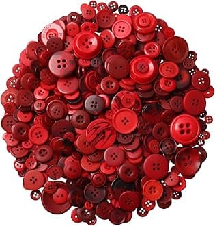 650 Pcs Round Resin Buttons - Assorted 2 & 4 Hole Buttons for Sewing, Crafts & DIY Projects (Dark Red)