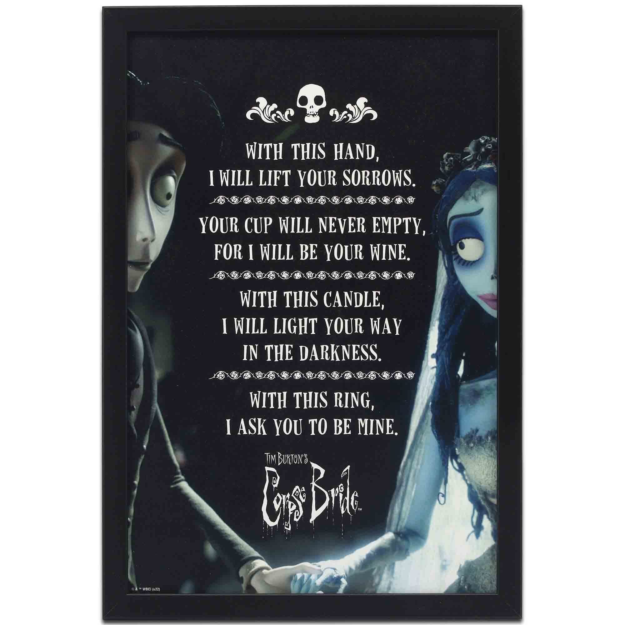 Corpse Bride With This Hand Framed Wood Wall Decor - Corpse Bride Wall Art for Movie Room or Halloween Decor