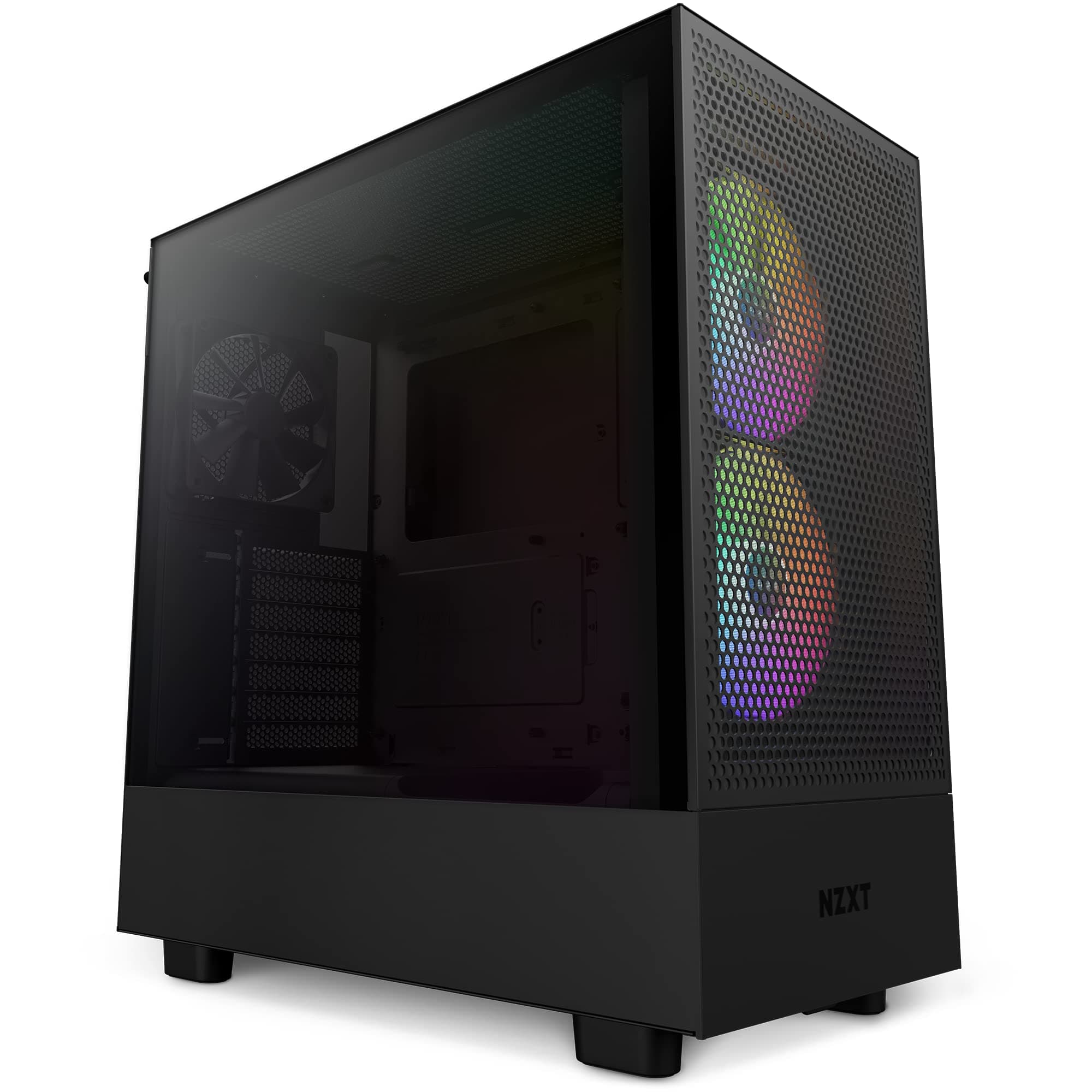 NZXT H5 Flow RGB Compact ATX Mid-Tower PC Gaming Case – CC-H51FB-R1 - High Airflow Perforated Front Panel – Tempered Glass Side Panel – Cable Management – 2 x F140 RGB Core Fans – Black