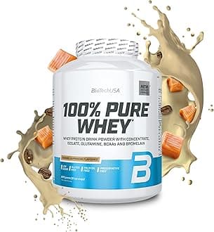 BioTechUSA100% Pure Whey | Protein Powder with BCAA and Glutamine | Gluten-Free, Palm Oil Free | 21g Protein per Serving, 2.27 kg, Caramel-Cappuccino